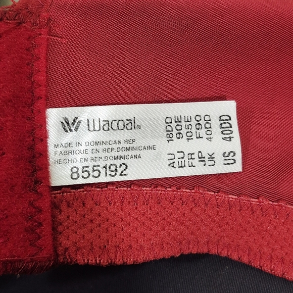 40DD Wacoal 855192 Basic Beauty Full Figure Underwire Bra Red - Picture 4 of 4
